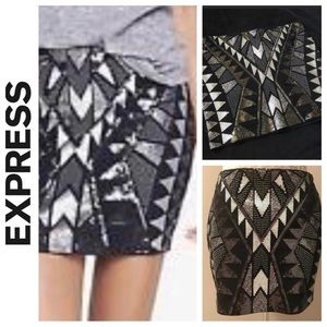 Express Aztec Sequin Skirt